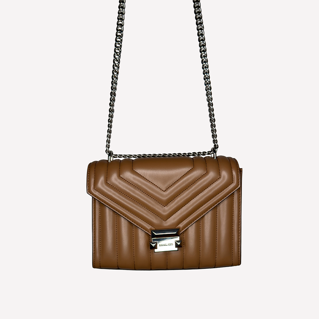 MK Whitney Medium Quilted Shoulder Bag Brown