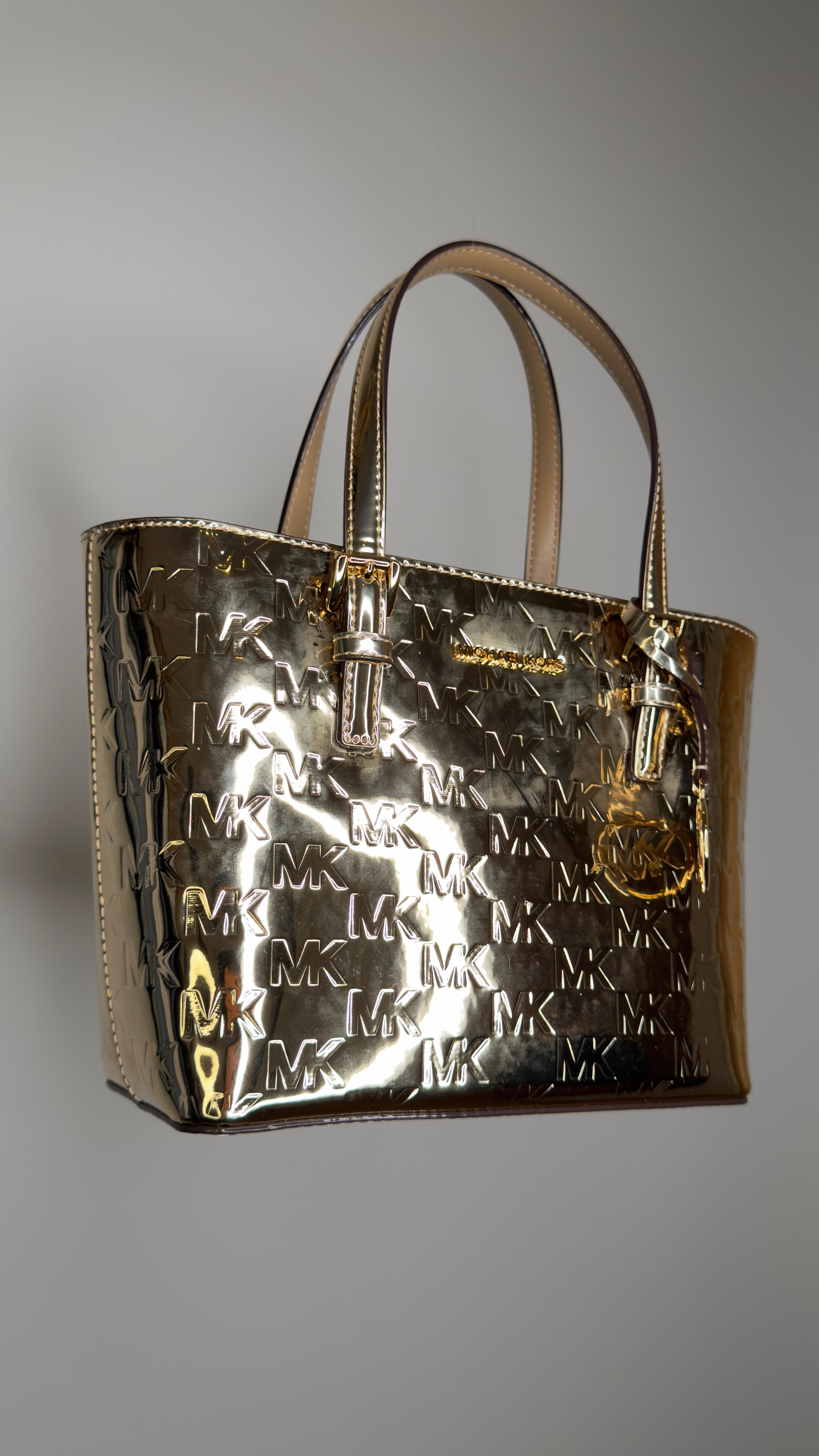 JS Extra Small Metalic Logo Debosset convertible tote Dorada