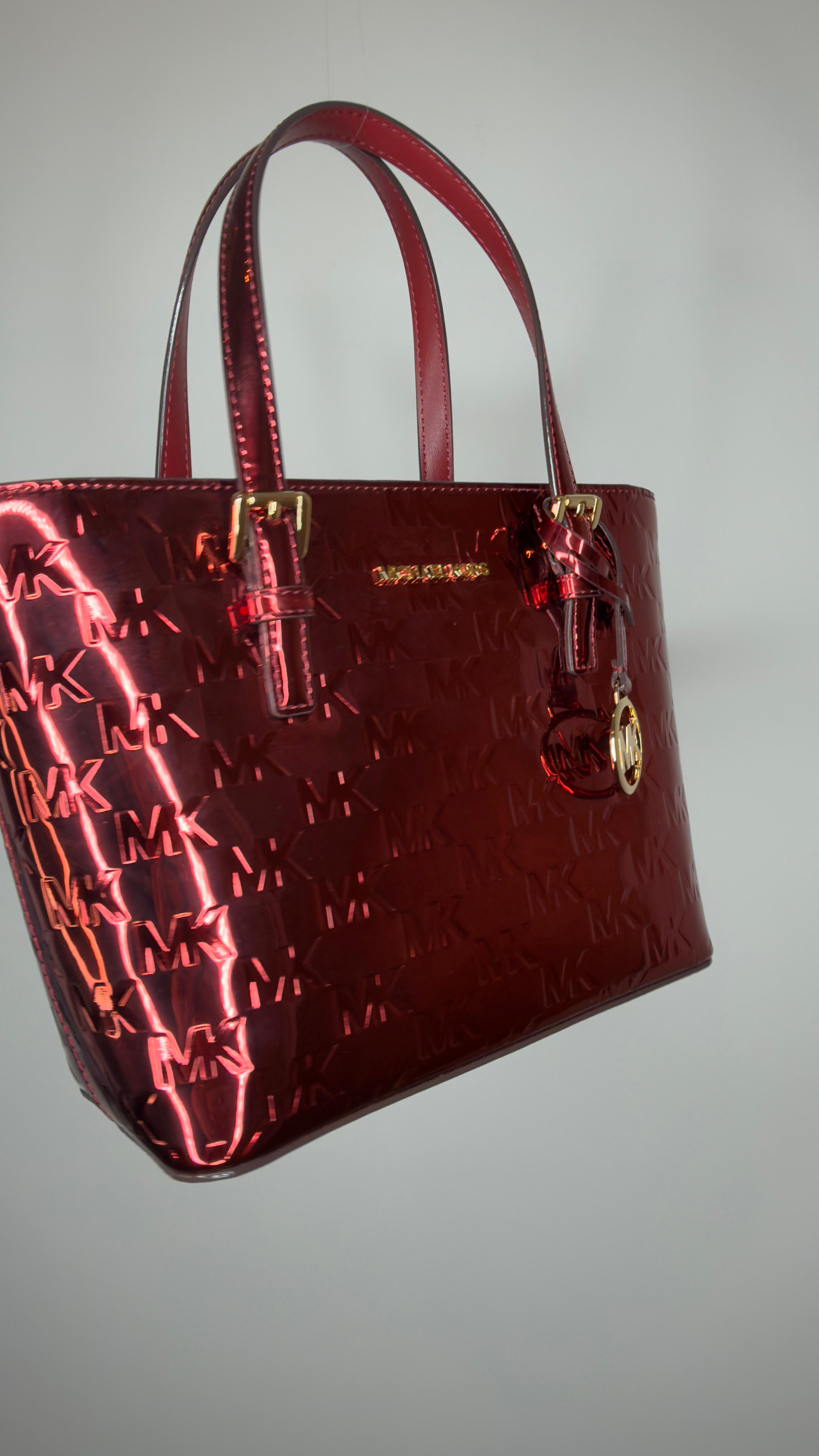 JS Extra Small Metalic Logo Debosset convertible tote bag roja